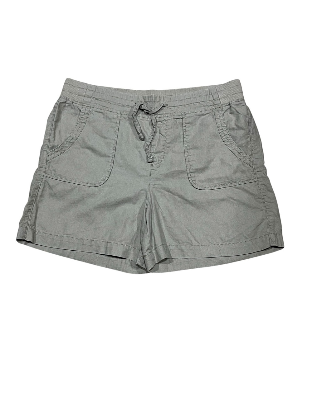 EMS Linen Shorts Cargo Beige Gray Drawstring Hiking Women's Large